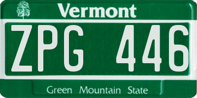 VT license plate ZPG446
