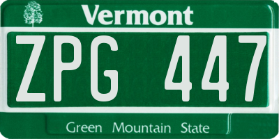 VT license plate ZPG447
