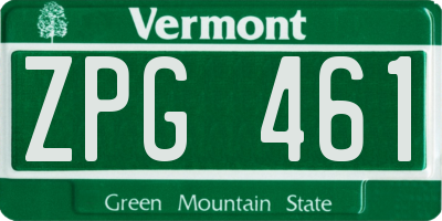 VT license plate ZPG461