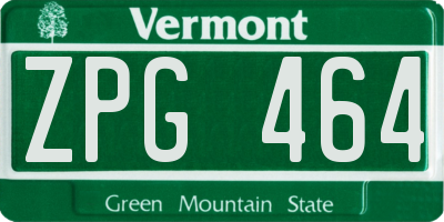 VT license plate ZPG464