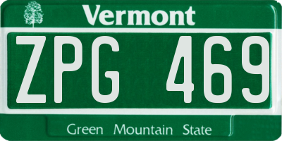 VT license plate ZPG469