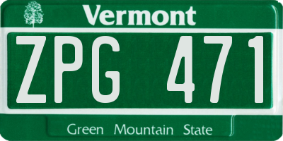 VT license plate ZPG471