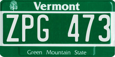 VT license plate ZPG473