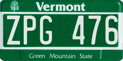 VT license plate ZPG476