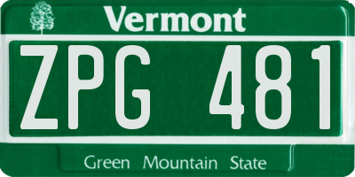 VT license plate ZPG481