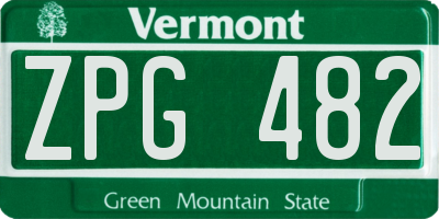 VT license plate ZPG482