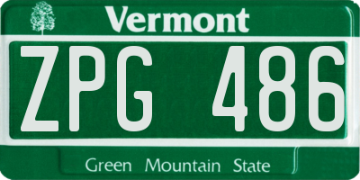 VT license plate ZPG486