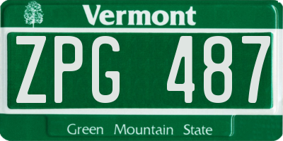 VT license plate ZPG487