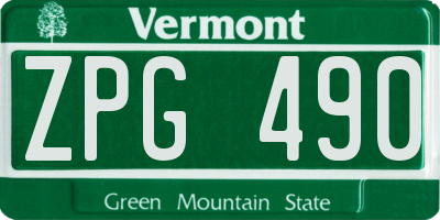 VT license plate ZPG490