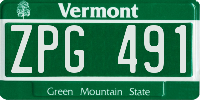 VT license plate ZPG491