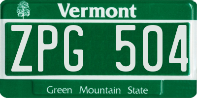 VT license plate ZPG504