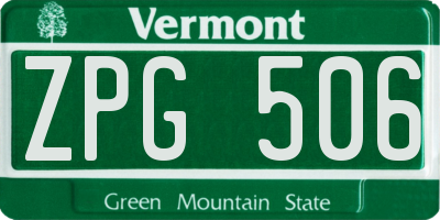 VT license plate ZPG506