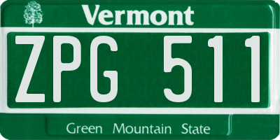 VT license plate ZPG511
