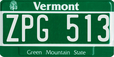 VT license plate ZPG513