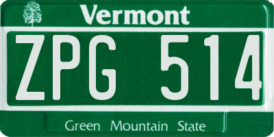 VT license plate ZPG514