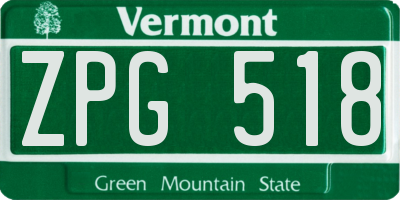VT license plate ZPG518