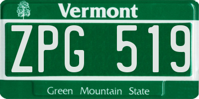 VT license plate ZPG519
