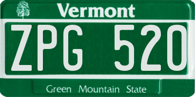 VT license plate ZPG520