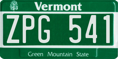 VT license plate ZPG541
