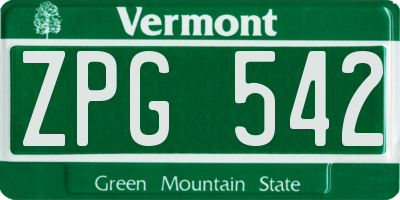 VT license plate ZPG542
