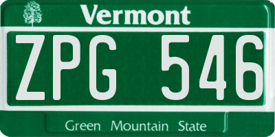 VT license plate ZPG546