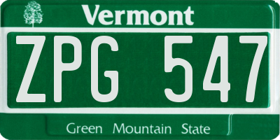 VT license plate ZPG547