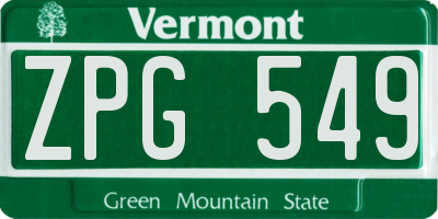 VT license plate ZPG549
