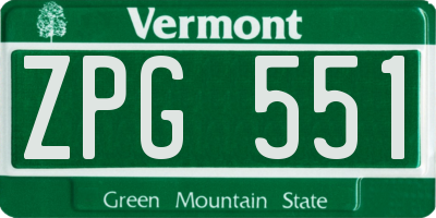 VT license plate ZPG551