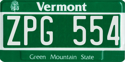 VT license plate ZPG554