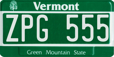 VT license plate ZPG555