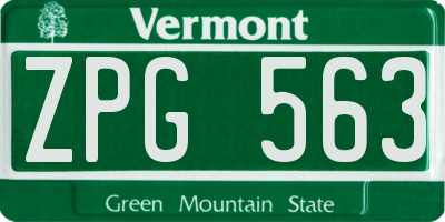 VT license plate ZPG563