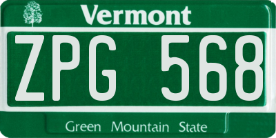 VT license plate ZPG568