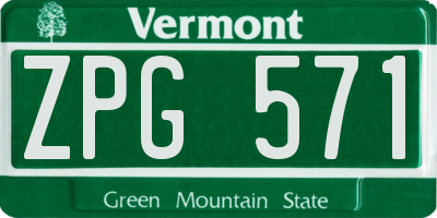 VT license plate ZPG571