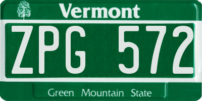 VT license plate ZPG572