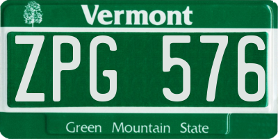 VT license plate ZPG576