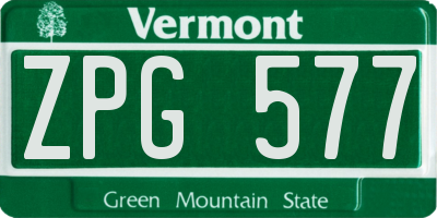 VT license plate ZPG577