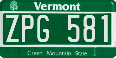 VT license plate ZPG581