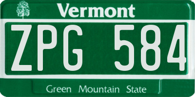 VT license plate ZPG584