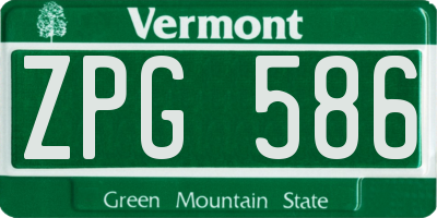 VT license plate ZPG586