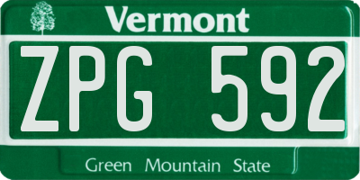 VT license plate ZPG592