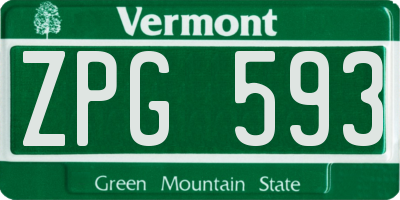 VT license plate ZPG593