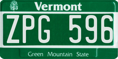 VT license plate ZPG596