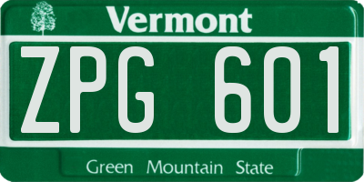 VT license plate ZPG601