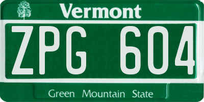 VT license plate ZPG604