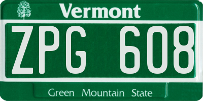 VT license plate ZPG608