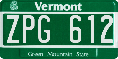 VT license plate ZPG612