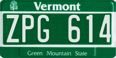 VT license plate ZPG614