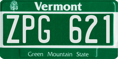 VT license plate ZPG621