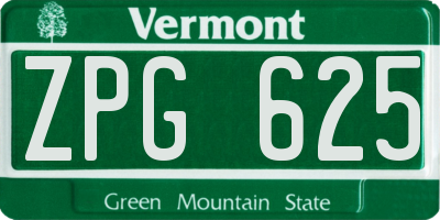 VT license plate ZPG625