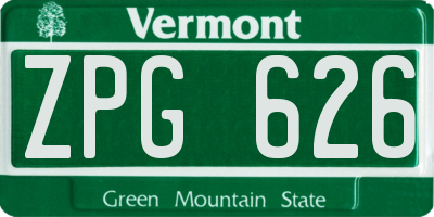 VT license plate ZPG626